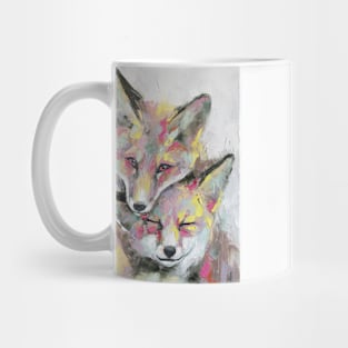 Oil foxs portrait painting in multicolored tones Mug